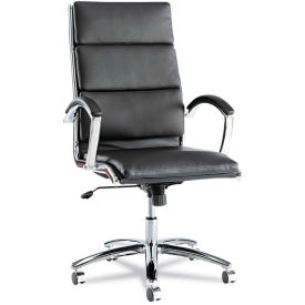 Alera Neratoli High-Back Swivel/Tilt Chair, Black Soft-Touch Leather, Chrome Frame