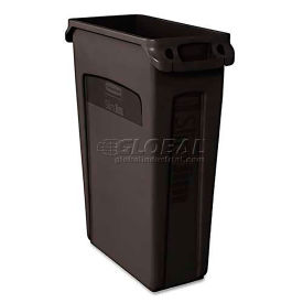 Rubbermaid RCP354060BK Slim Jim Receptacle W/Venting Channels,Rectangular,Plastic,23 gal,Black