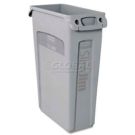 Rubbermaid RCP354060GY Slim Jim Receptacle W/Venting Channels,Rectangular,Plastic,23 gal,Gray