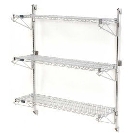 Nexel Wall Mount Wire 3-Shelf Starter Unit, 24"W x 18"D x 54"H