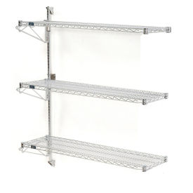 Nexel Wall Mount Wire 3-Shelf Add-On Unit, 30"W x 18"D x 54"H