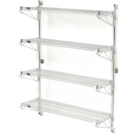 Nexel Wall Mount Wire 4-Shelf Starter Unit, 42"W x 18"D x 63"H