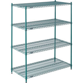 Nexel Wire Shelving, Green Epoxy, 48"W X 24"D X 86"H
