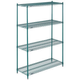 Nexel Wire Shelving, Green Epoxy, 48"W X 18"D X 74"H