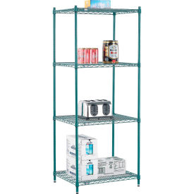 Nexel Wire Shelving, Green Epoxy, 30"W X 24"D X 74"H