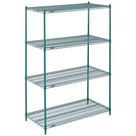 Nexel Wire Shelving, Green Epoxy, 60"W X 24"D X 74"H