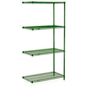 Nexel Wire Shelving Add-On, Green Epoxy, 36"W X 24"D X 86"H