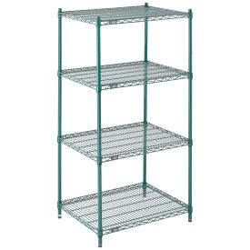 Nexel Wire Shelving, Green Epoxy, 30"W X 24"D X 63"H