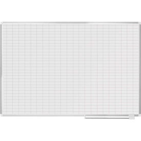 MasterVision Magnetic Porcelain 1x2 Grid Planner, White, 72 x 48