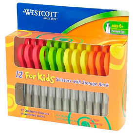 Westcott 13141 Kids Scissors, 5" Pointed, Pack of 12, Assorted