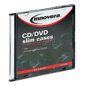 Innovera 85826 CD/DVD Polystyrene Thin Line Storage Case, Clear, 50/Pack