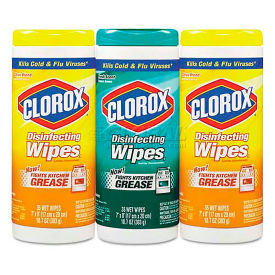Clorox Disinfecting Wipes, 7" X 8", Fresh Scent/Citrus Blend, 35/Canister, 3/Pack, COX30112