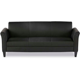 Reception Sofa, Leather, 77"W x 31-1/2"D x 32"H, Black
