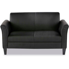 Reception Loveseat, Leather, 55-1/2"W x 31-1/2"D x 32"H, Black