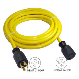 25', 20A, Generator Power/Extension Cord with NEMA L14-20P to L14-20R