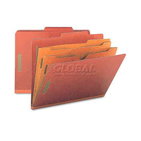 Smead Pressboard Folders with Two Pocket Dividers, Letter, Six-Section, Red, 10/Box