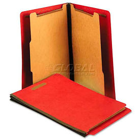 Universal Pressboard End Tab Folders, Letter, Six-Section, Bright Red, 10/Box