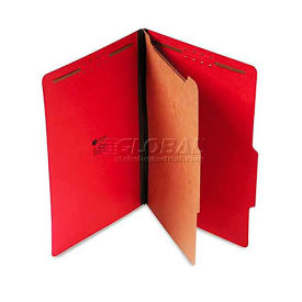 Universal Pressboard Classification Folders, Legal, Four-Section, Ruby Red, 10/Box