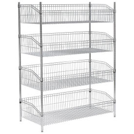 Nexel WB24366C (4) Basket Wire Shelf, 36"W x 24"D x 63"H