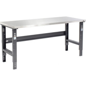 72"W X 30"D Stainless Steel Square Edge Workbench - 1-1/2" Top - Adjustable Height - Black