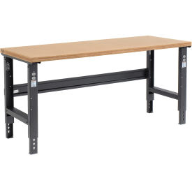 Adjustable Height Workbench C-Channel Leg, 72"W x 30"D, 1-1/2" Shop Top Square Edge, Black