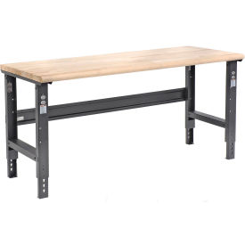 Adjustable Height Workbench C-Channel Leg, 72"W x 36"D, 1-3/4" Maple Top Safety Edge, Black