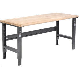 Adjustable Height Workbench C-Channel Leg, 72"W x 30"D, 1-3/4" Maple Top Safety Edge, Black