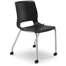 HON Motivate 4-Leg Stack Chair Set of 2 Onyx Shell Platinum Base