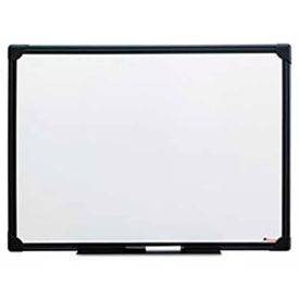 Universal Dry Erase Board, Black Aluminum Frame, 24"W x 18"H, White Melamine