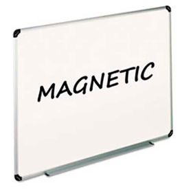 Magnetic Dry Erase Board, Aluminum/Plastic Frame, 24"W x 18"H, White Lacquered Steel