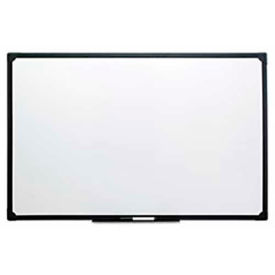 Universal Dry Erase Board, Black Aluminum Frame, 48"W x 36"H, White Melamine