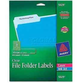Avery Self-Adhesive Filing Labels, 1/3 Cut, 2/3 x 3-7/16, Clear, 450/Pack