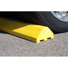 Plastics-R-Unique 4672PBY Yellow Standard Parking Block with Cable Protection & Hardware - 72" Long