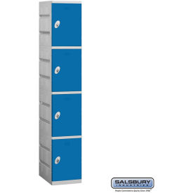 Four Tier 4 Door Plastic Locker, 12-3/4"Wx18"Dx18-1/4"H, Blue, Unassembled