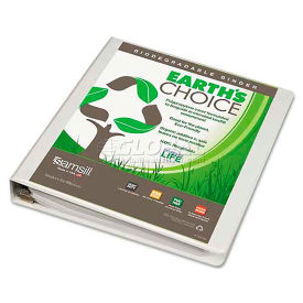 Samsill Earth's Choice Biodegradable Angle-D Ring View Binder, 1" Capacity, White
