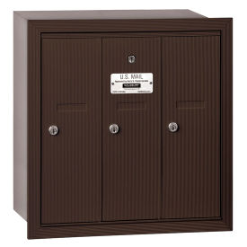 Salsbury 4B+ Vertical Mailbox, 3 Doors, Recessed Mounted, Bronze