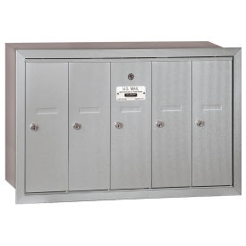 Salsbury 4B+ Vertical Mailbox, 5 Doors, Recessed Mounted, Aluminum