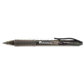 Universal One Clear Barrel Roller Ball Retractable Gel Pen, Black Ink, Medium, Dozen