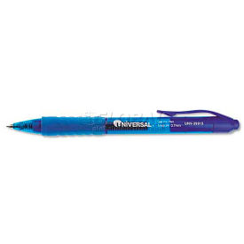 Universal One Clear Barrel Roller Ball Retractable Gel Pen, Blue Ink. Medium, Dozen