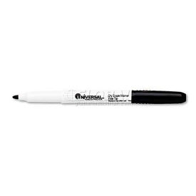 Universal Pen Style Dry Erase Marker, Fine Tip, Black, Dozen