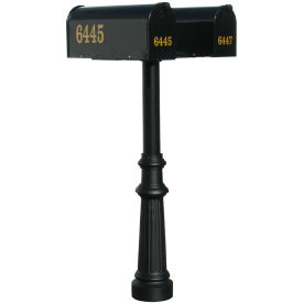 The Hanford Twin Post With Fluted Base & E1 Economy Mailbox