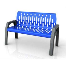 4' Steel Bench, Blue with Gray Frame