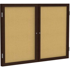 Ghent® 2 Door Enclosed Bulletin Board, Walnut Frame, 60"W x 36"H