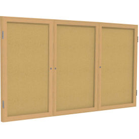 Ghent® 3 Door Enclosed Bulletin Board, Oak Frame, 96"W x 48"H