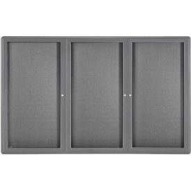 Ghent® 3 Door Ovation Bulletin Board, Gray Fabric/Gray Frame, 72-1/8"W x 48-1/8"H