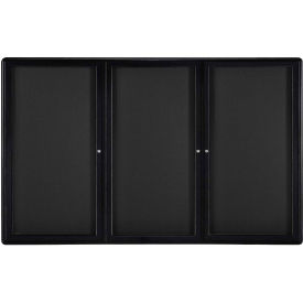 Ghent® 3 Door Ovation Bulletin Board, Black Fabric/Black Frame, 72-1/8"W x 48-1/8"H