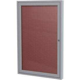 Ghent® 1 Door Enclosed Flannel Letter Board w/Silver Frame, 24"W x 36"H, Burgundy