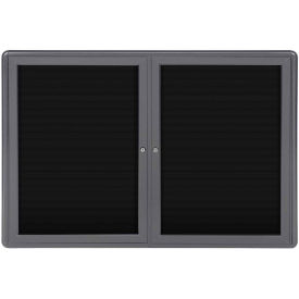 Ghent® 2 Door Ovation Letter Board, Black w/Gray Frame, 46-7/8"w x 33-3/4"H