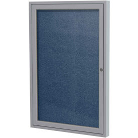 Ghent® 1 Door Enclosed Vinyl Bulletin Board, Navy w/Silver Frame, 18"W x 24"H