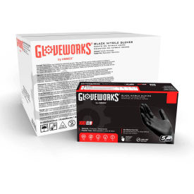 Ammex GPNB GlovePlus Industrial Grade Nitrile Gloves, Powder-Free, Black, Large, 100/Box